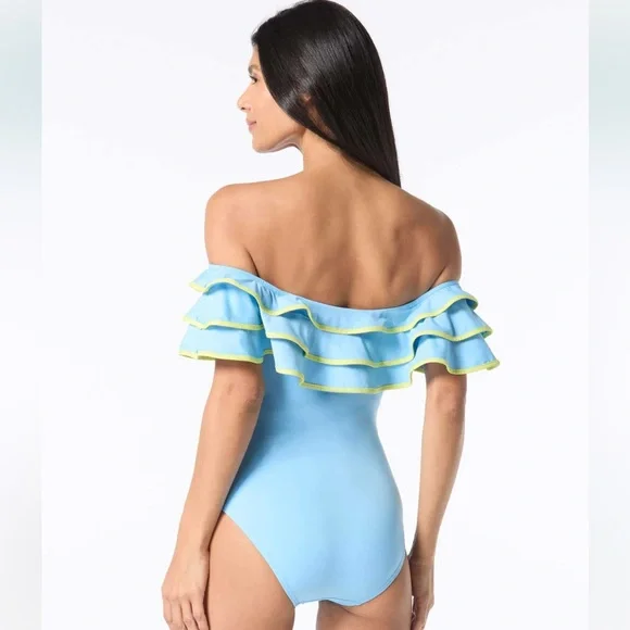 Kate Spade Ruffle Off-the-shoulder One-piece - Picture 2 of 4